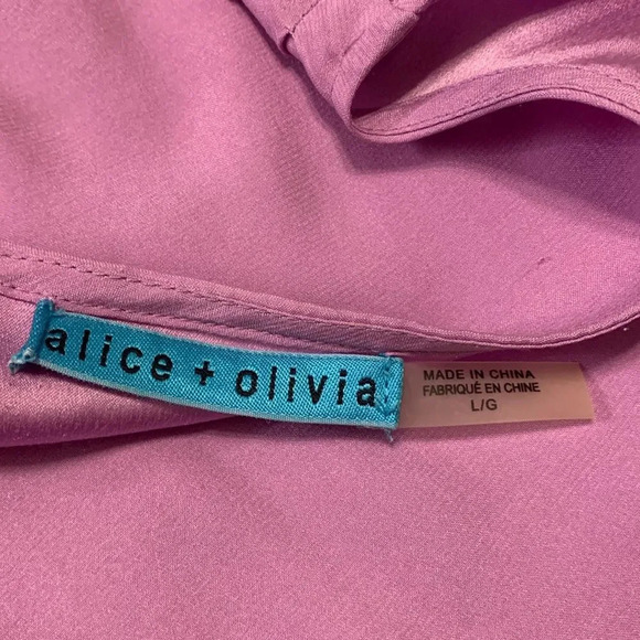 ALICE + OLIVIA Bateau Neckline Silk Blouse in Lavender - Picture 8 of 10